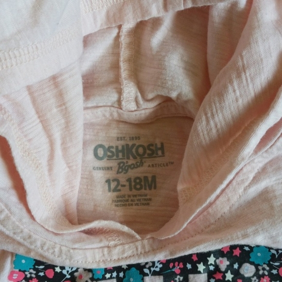 oshkosh b'gosh heart graphic long sleeve hoodie peplum top 12-18 months baby - Picture 3 of 7
